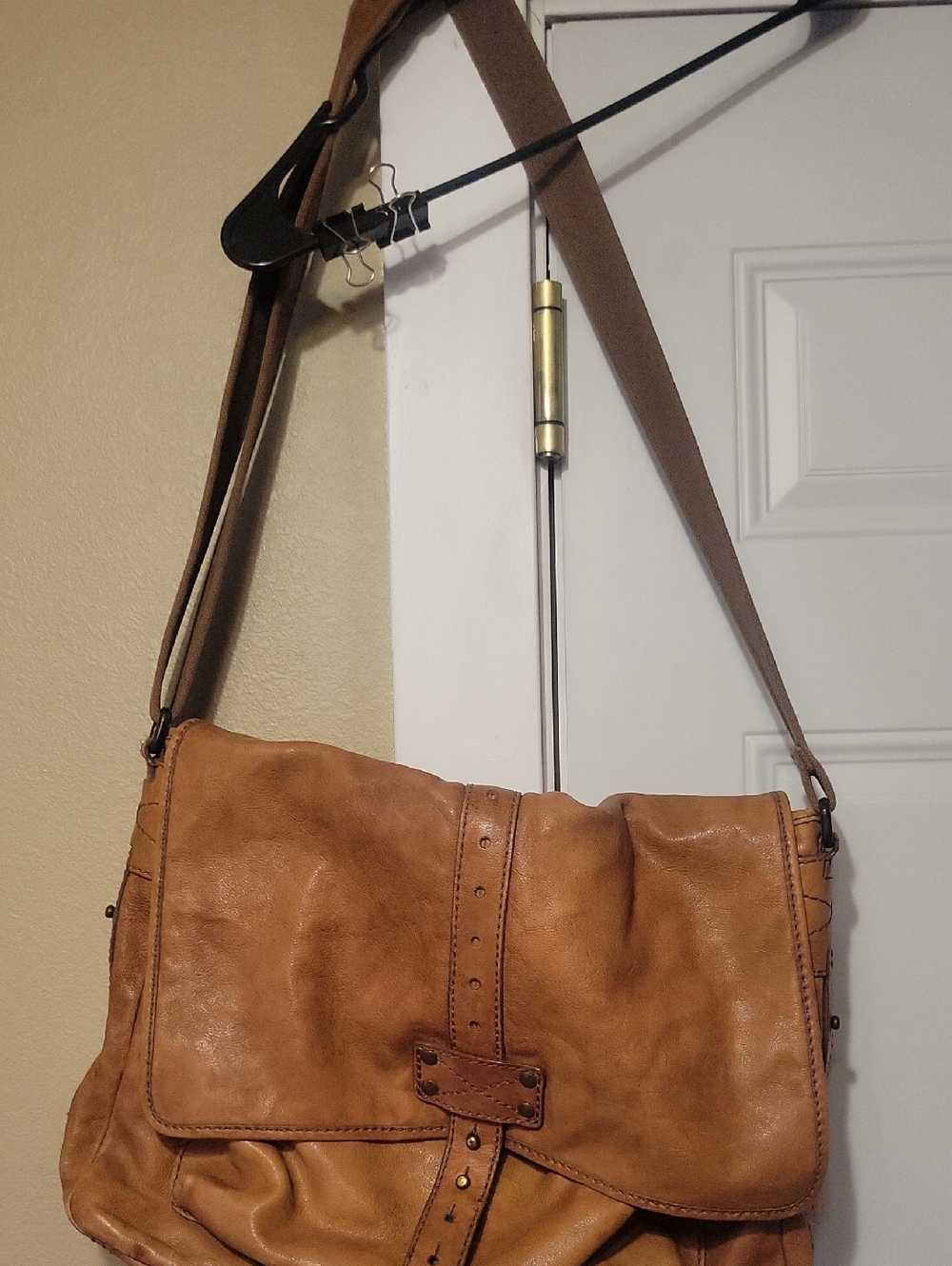 Fossil Tan Leather Laptop Messenger Bag